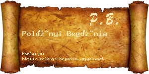 Polónyi Begónia névjegykártya